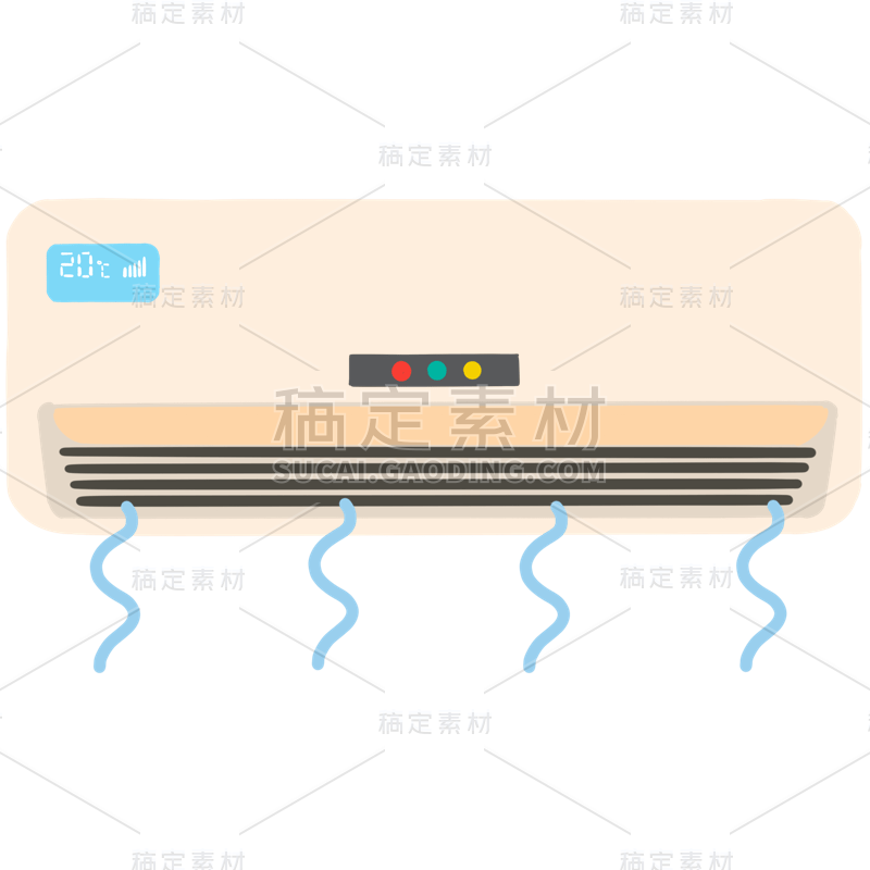 手绘-夏天季节元素贴纸套系-空调