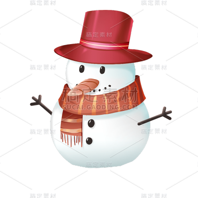 圣诞节3D手绘贴纸-雪人