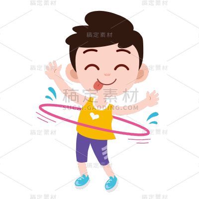 卡通风运动人物贴纸-SVG-呼啦圈