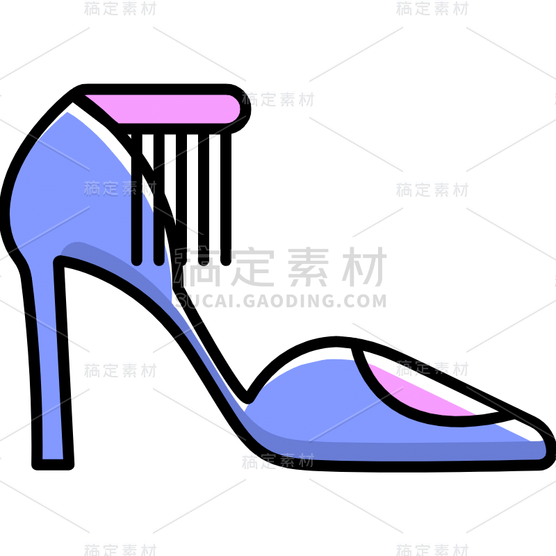 手绘蓝色高跟鞋MBE风icon