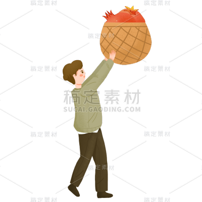 手绘风-人物插画贴纸-男孩