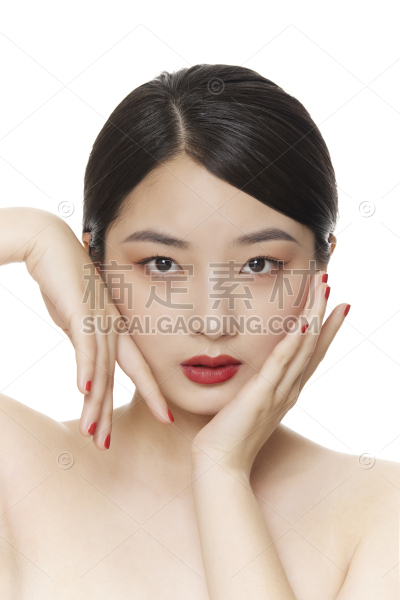人物系列写实用手挡脸的美妆模特