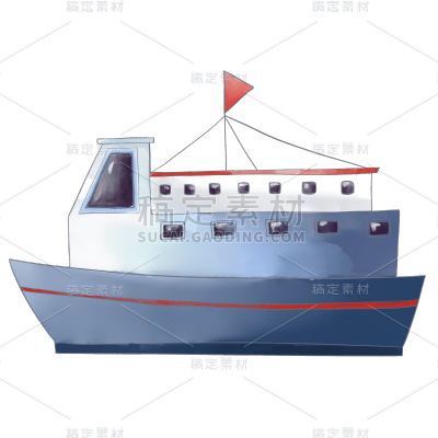 手绘-航海船交通元素贴纸6