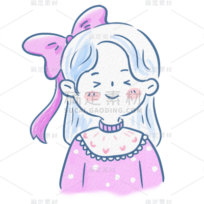 手绘-水彩简笔画少女人物插画8
