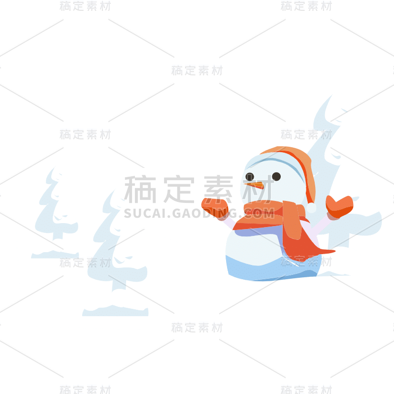 手绘-冬天元素-雪人