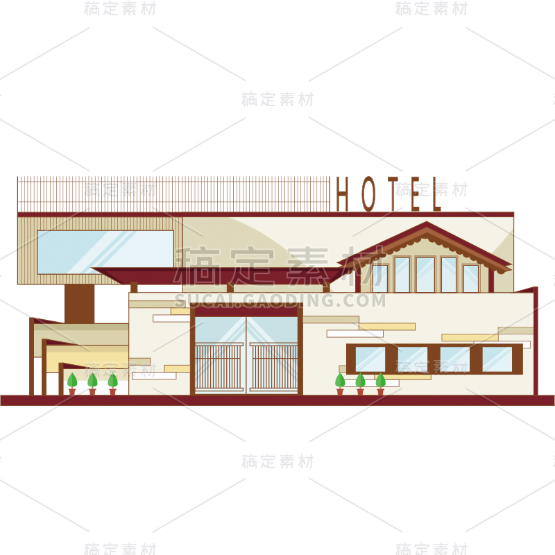 手绘-酒店建筑元素贴纸-SVG3