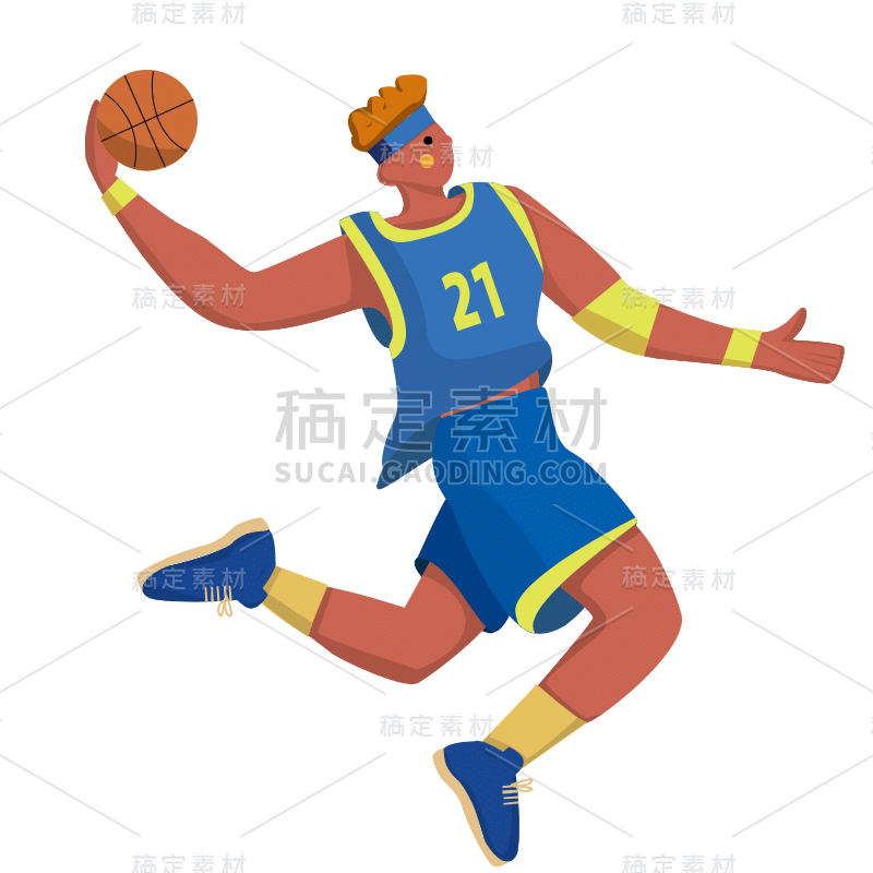 手绘-扁平篮球人物贴纸-SVG6