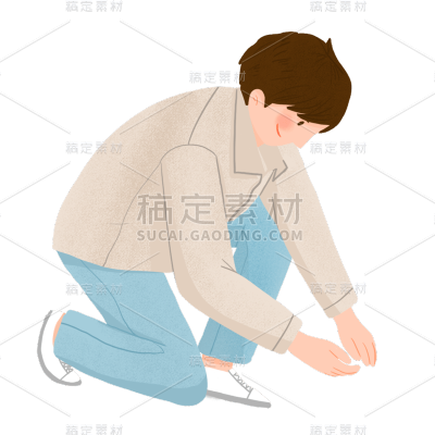手绘风-人物插画贴纸-男孩