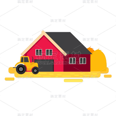 扁平-田园房屋建筑元素-SVG10
