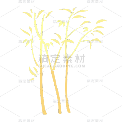 矢量风金色竹子竹叶植物元素贴纸9