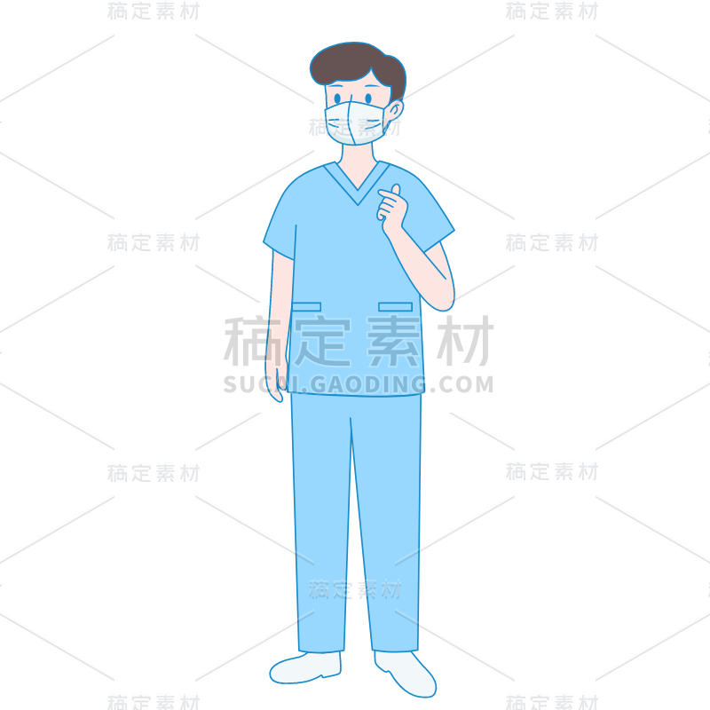 扁平穿防护服的抗疫护士人物元素4