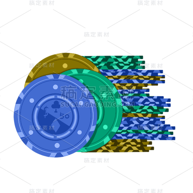 手绘-桌游元素贴纸套系-筹码