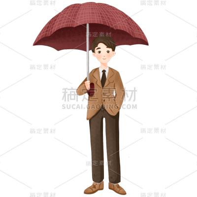 手绘-打伞的人贴纸