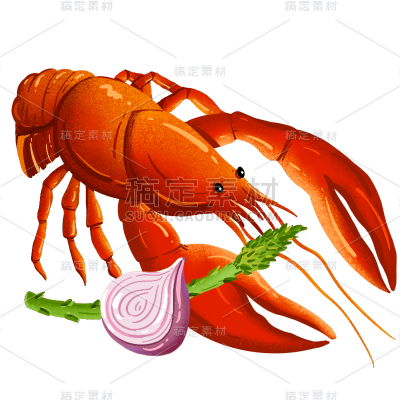 手绘-小龙虾美食元素贴纸1
