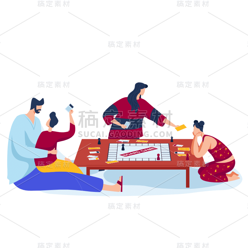 SVG-人物玩游戏场景贴纸