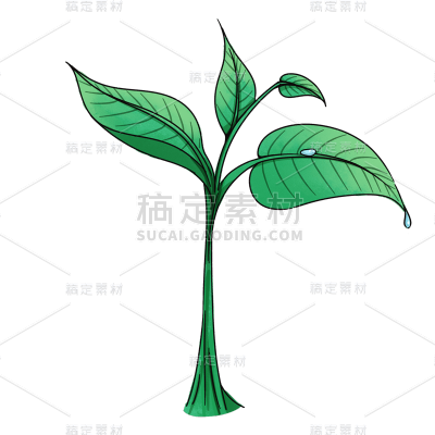 中国风-传统节气人物活动元素贴纸-绿色植物