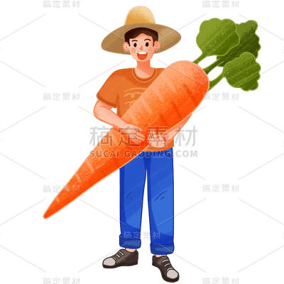 手绘-世界粮食日元素贴纸人