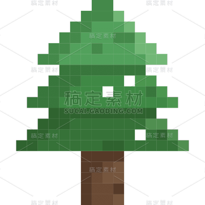 手绘-像素风贴纸套系SVG-松树