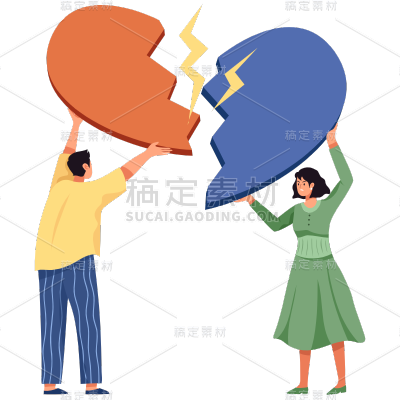 扁平-离婚吵架人物场景插画-SVG2