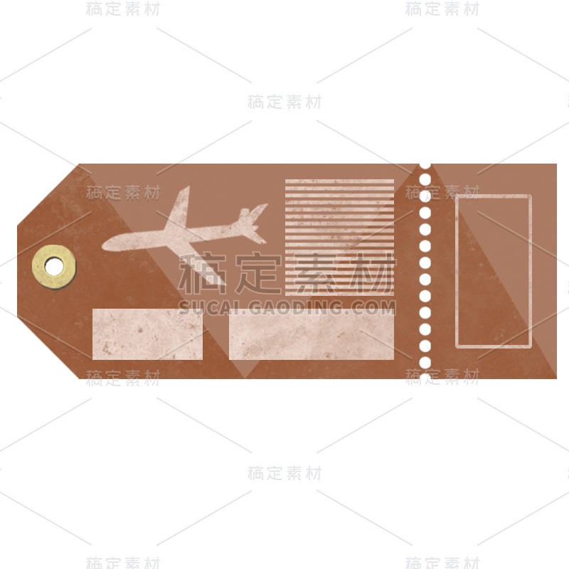 手绘-复古机票票据元素贴纸18