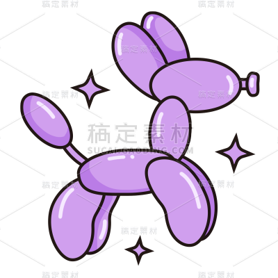 手绘-流行色元素-紫色-气球