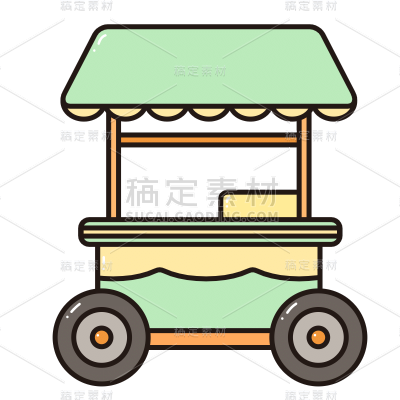 扁平风交通工具贴纸-SVG-手推车
