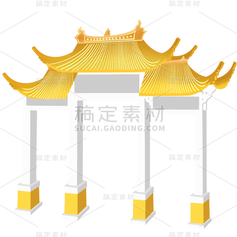 中国风-传统建筑元素插画贴纸7