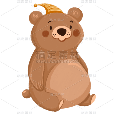 手绘-可爱动物元素贴纸-熊