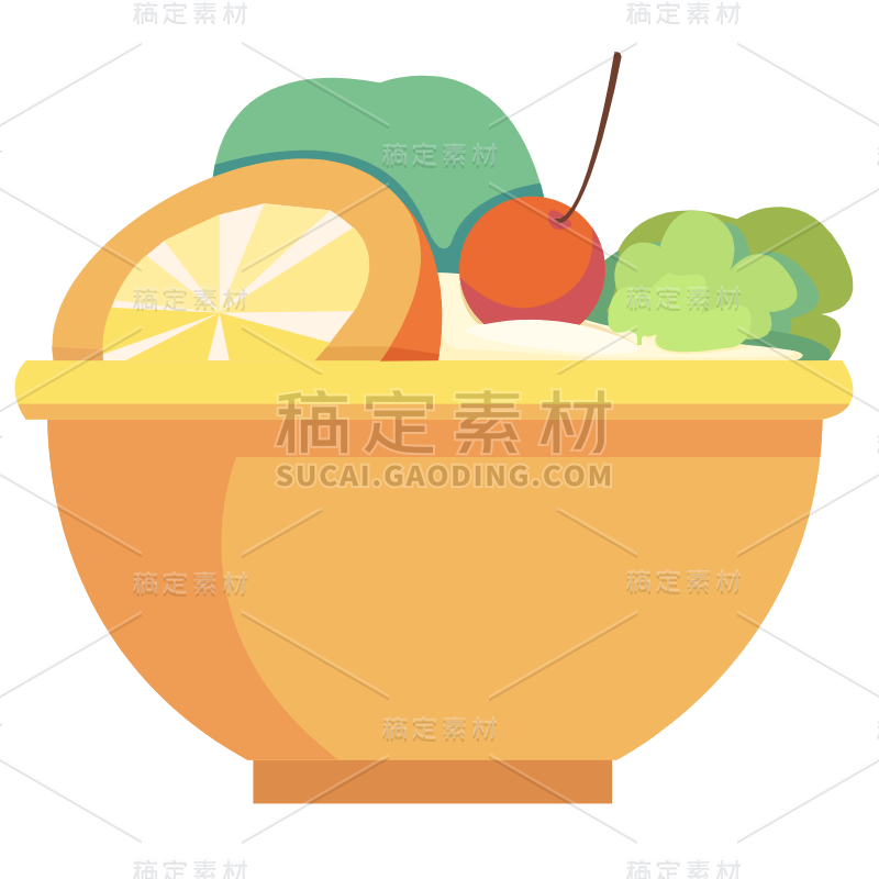 扁平矢量食物小吃icon-沙拉