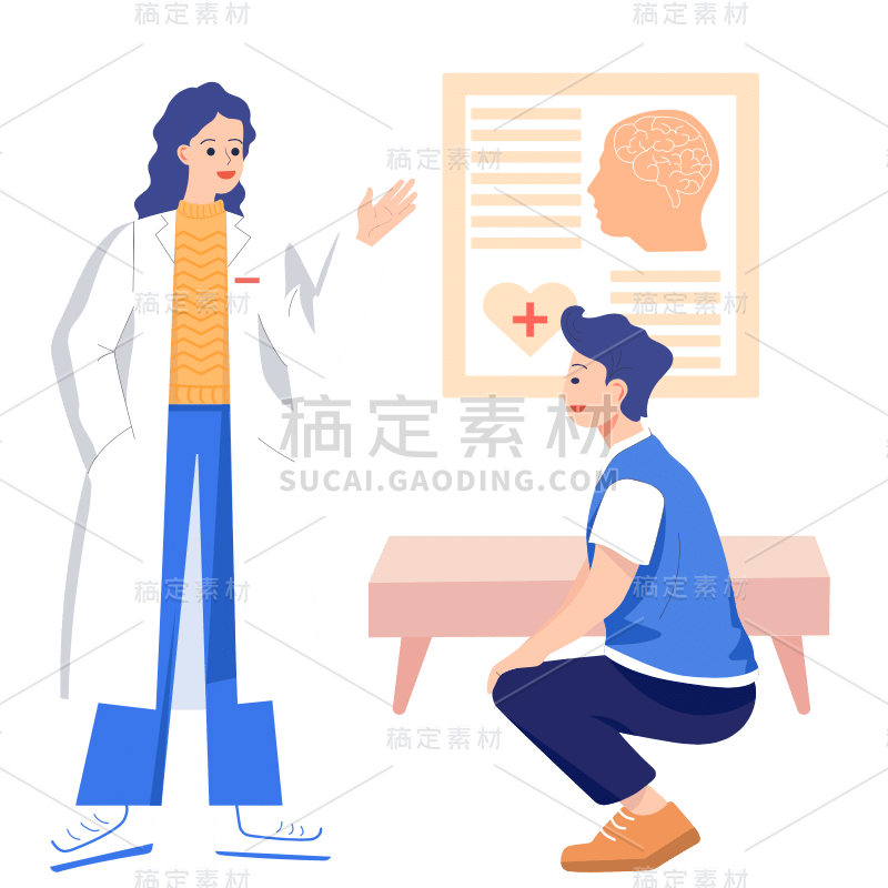 扁平-体检医疗场景人物插画-SVG1