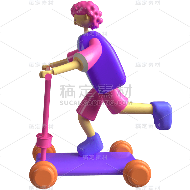 C4D-商务科技风贴纸-骑车小人