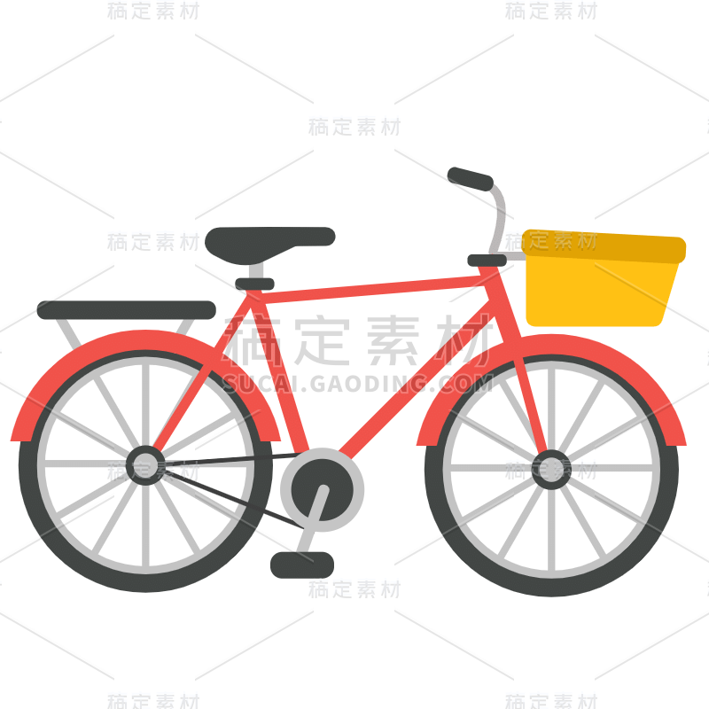 扁平-交通工具元素贴纸SVG-自行车