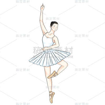 手绘-水彩芭蕾舞人物插画10
