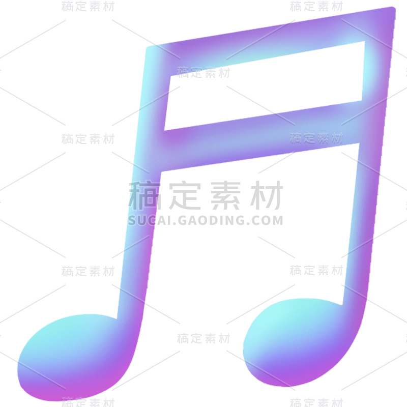 手绘-蒸汽波音乐元素贴纸-音符1