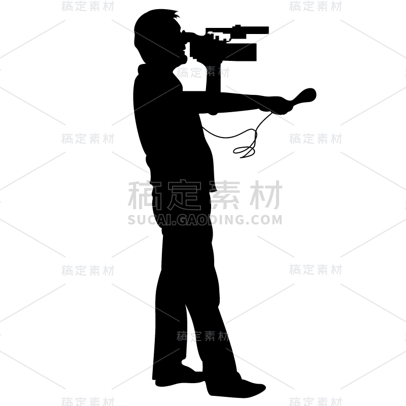 SVG-采访人物剪影贴纸-采访