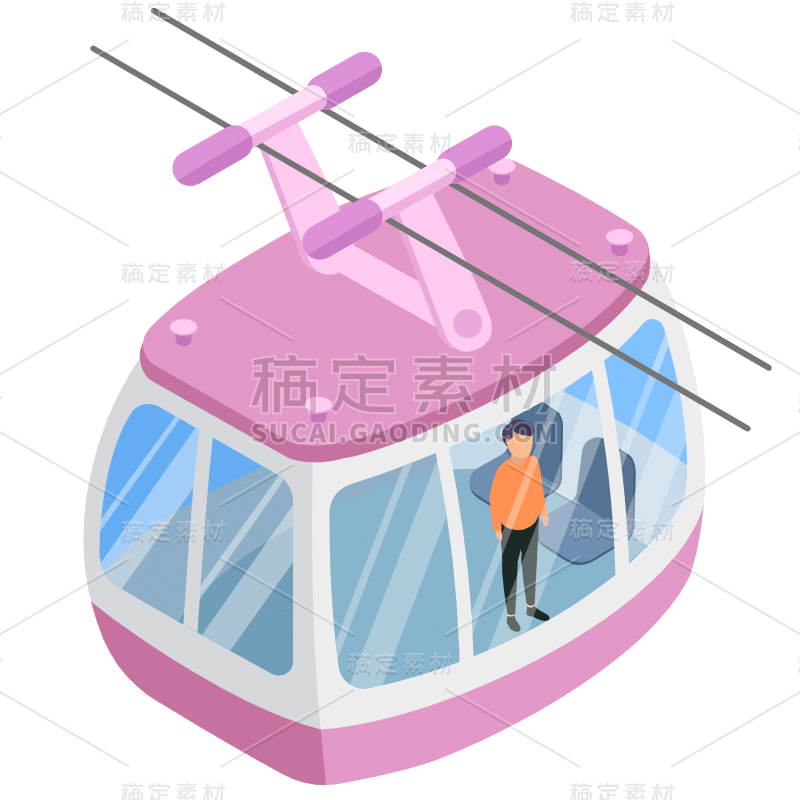 2.5D-旅游缆车交通工具贴纸-SVG2