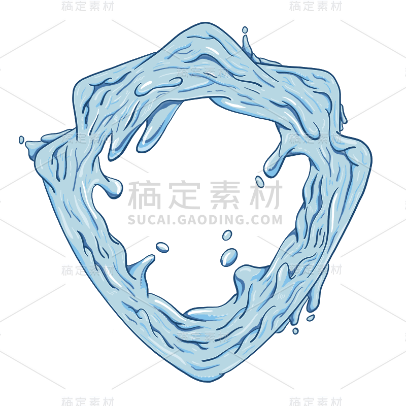 手绘-液体水流盾牌标志安全元素6