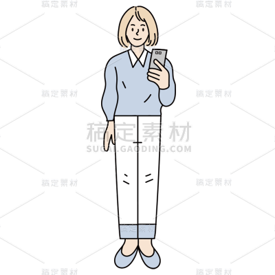 手绘-线稿简笔画人物插画贴纸9
