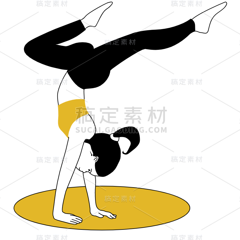 SVG-瑜伽人物描边元素贴纸