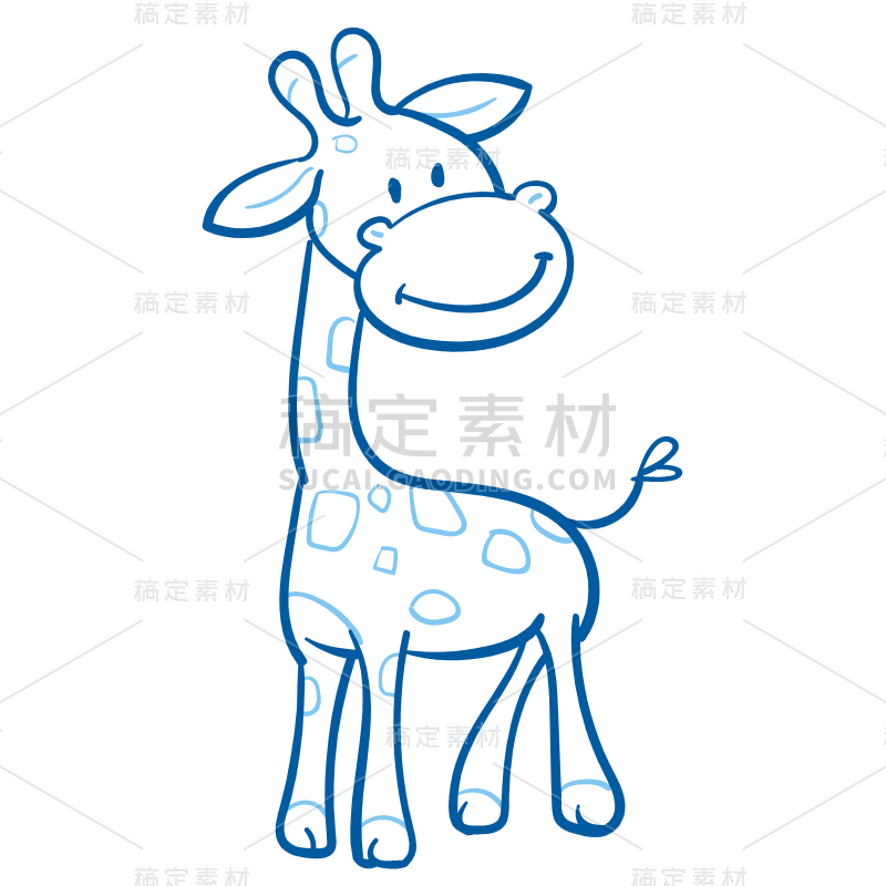 手绘-动物简笔画贴纸SVG-长颈鹿