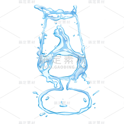 手绘-水流杯子轮廓家居生活贴纸10