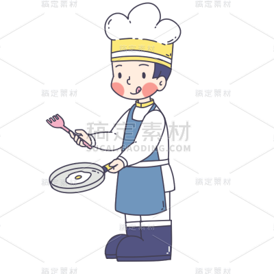 手绘-儿童职业体验人物插画-厨师