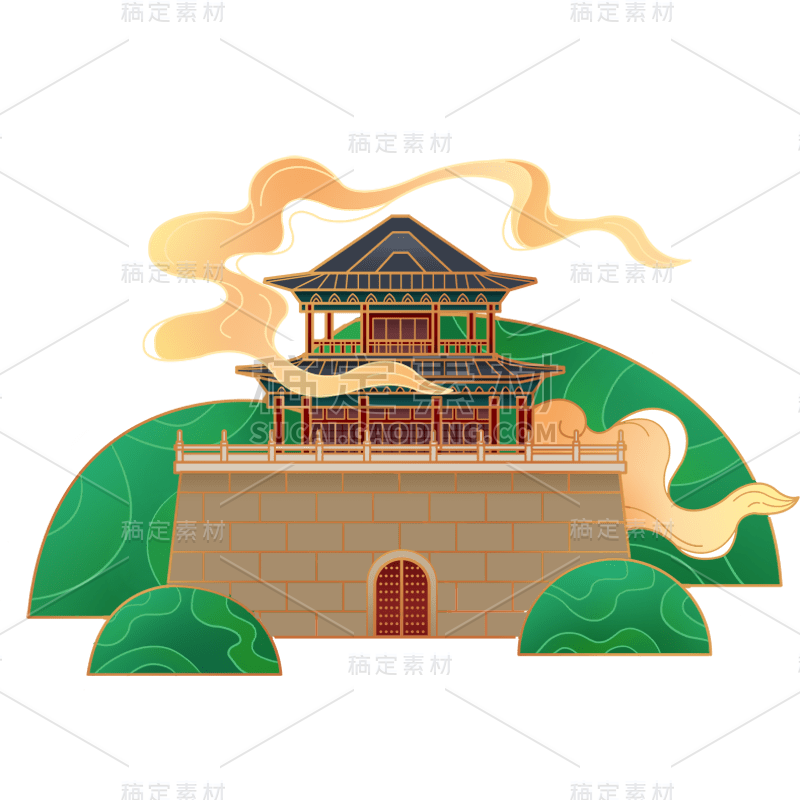 中国风-国潮建筑元素插画7