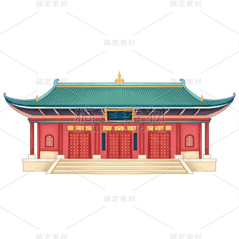 手绘-中国风文化建筑创意贴纸2