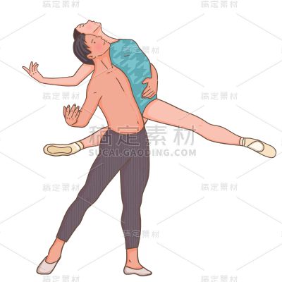 手绘-芭蕾舞者人物插画贴纸6
