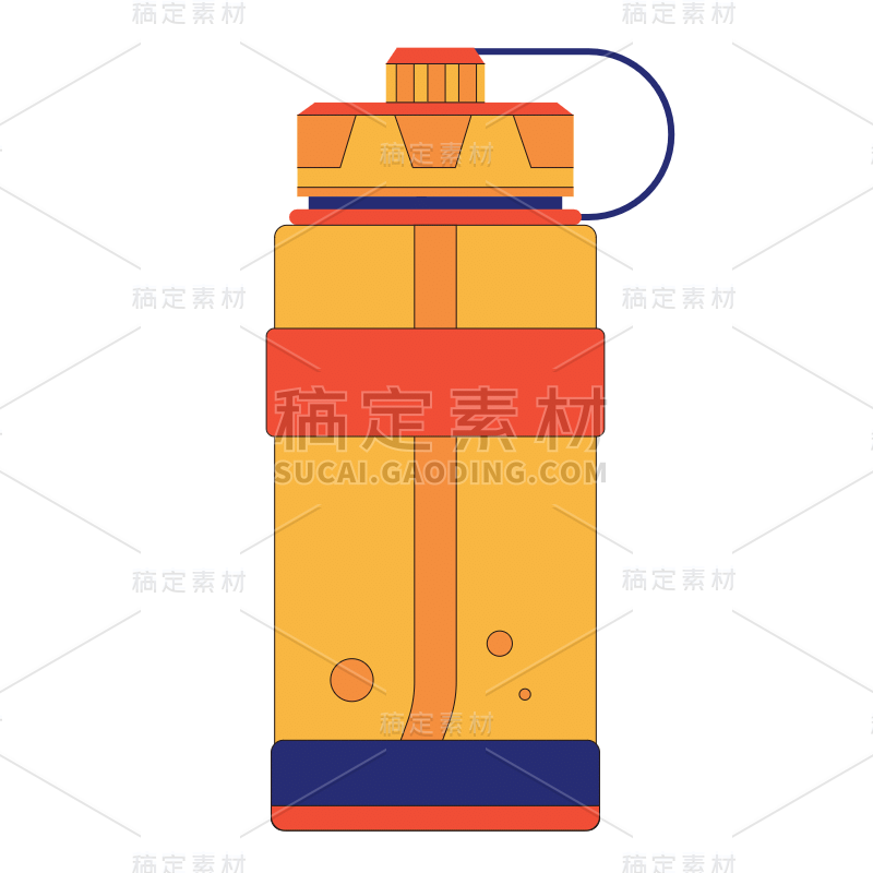 手绘-健身器械贴纸套系-水壶