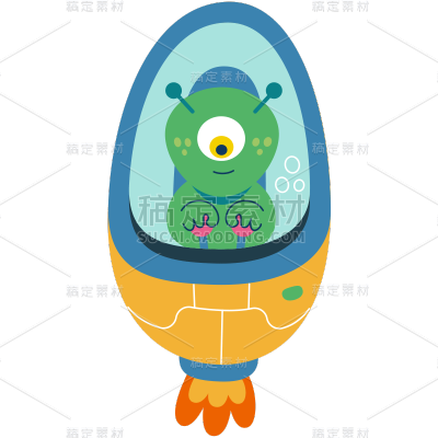 手绘-天文元素氛围贴纸svg-外星人