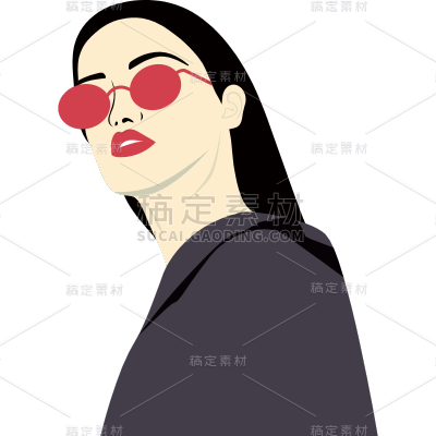 矢量风-手绘人物插画贴纸-优雅女性