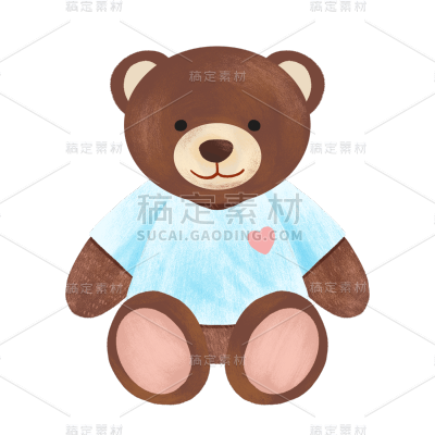 手绘-卡通风儿童节元素贴纸-玩具熊