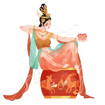 中国风-国潮敦煌飞天仙女人物插画2